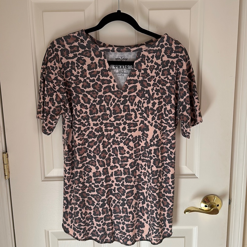 NWT Crazy Train. Size XS. Leopard print tee